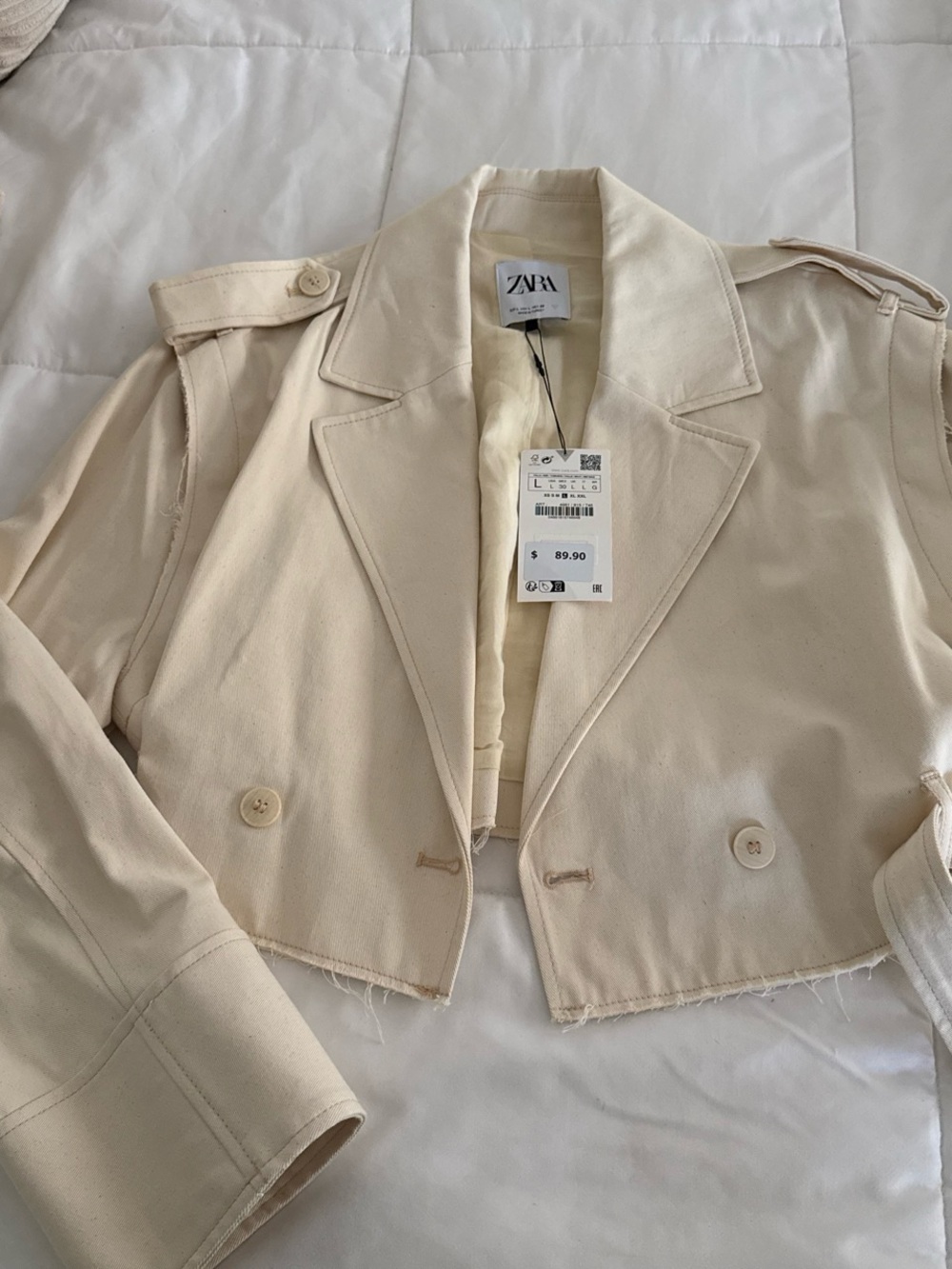 Zara Cropped Cream Trench Coat